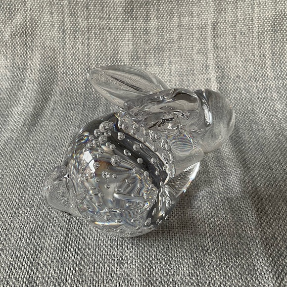 Vintage Bunny Rabbit Bubble Art Glass Sculpted Figurine Hand Blown Paperweight - Picture 3 of 15